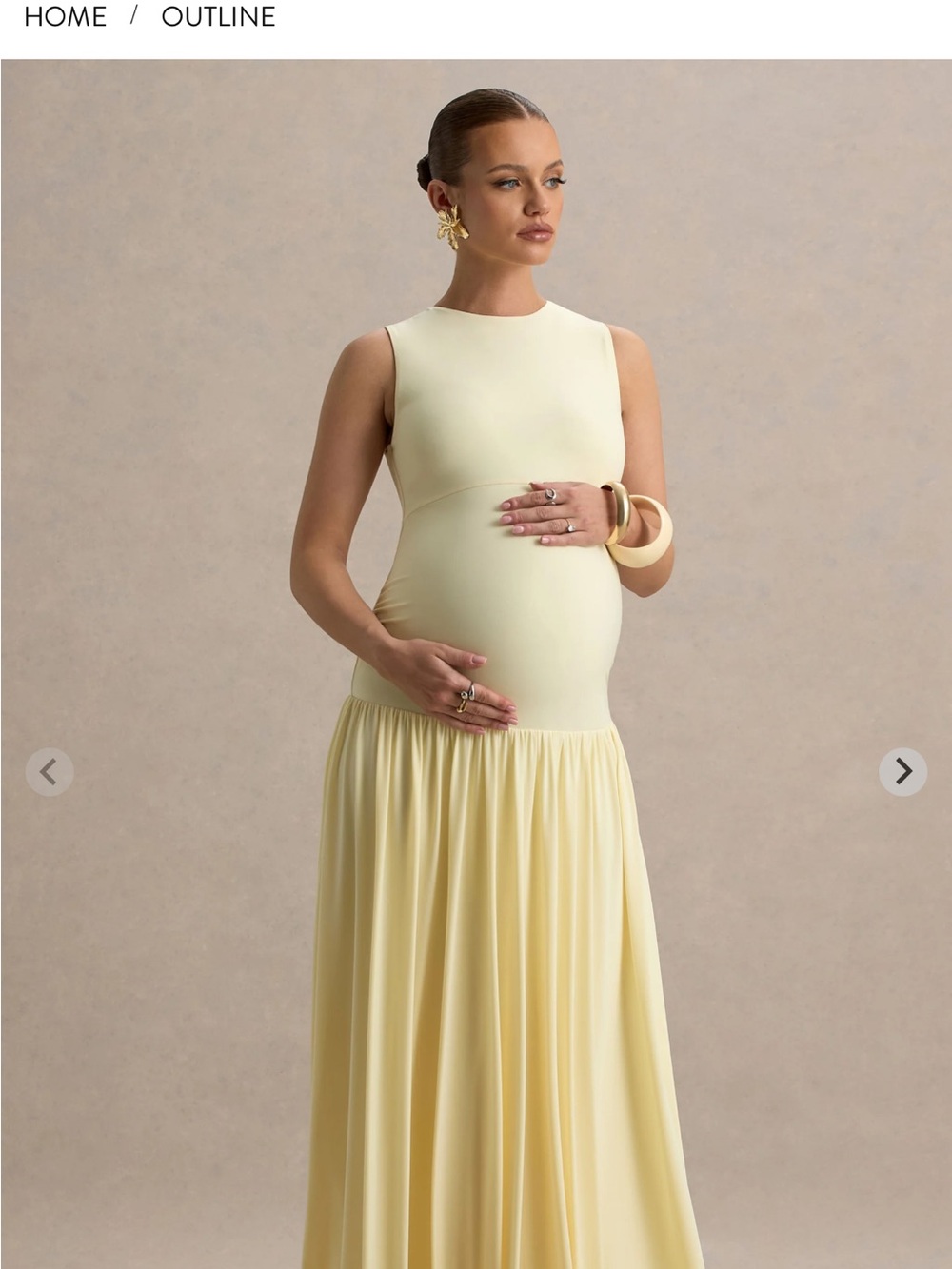 Sleeveless Maternity Maxi Dress in Pale Yellow